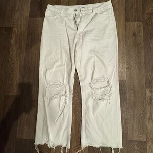 Men's Relaxed Fit Distressed Jeans - White